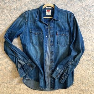 Vintage Levis Western Denim Shirt  - Stone Wash Size L
